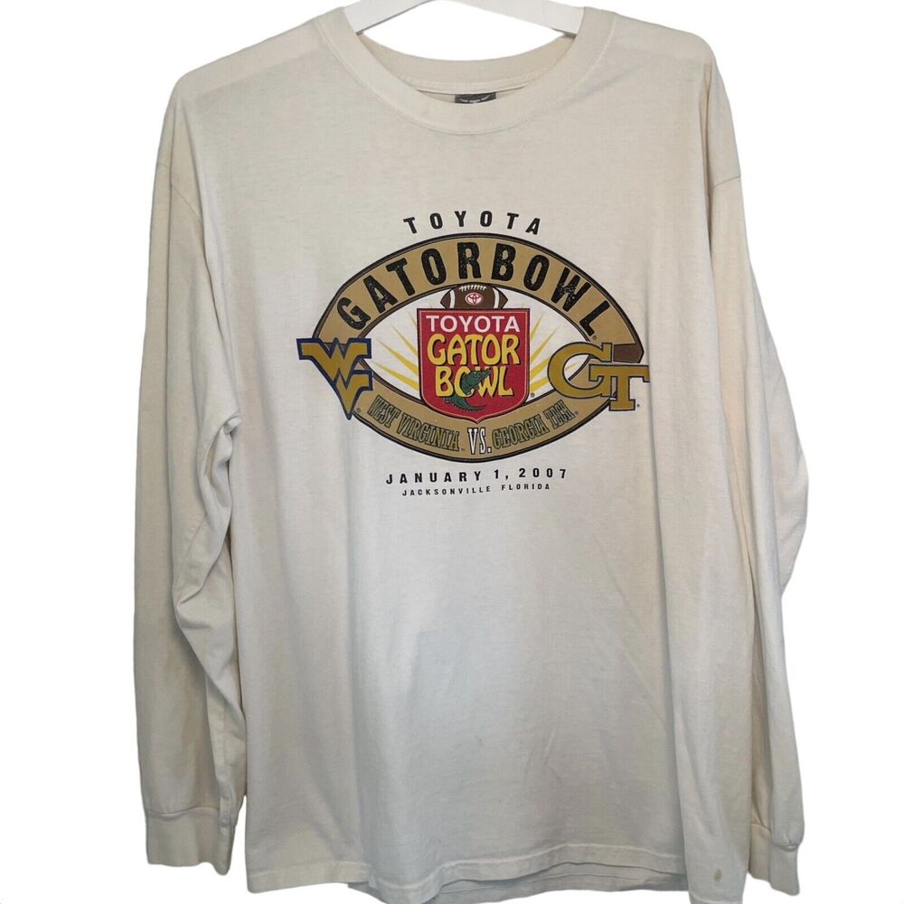 Vintage Gator Bowl Mens Shirt L 2007 West Virginia Mountaineers vs Georgia tech